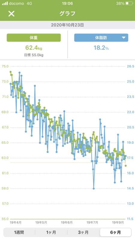 体重・体脂肪推移グラフ